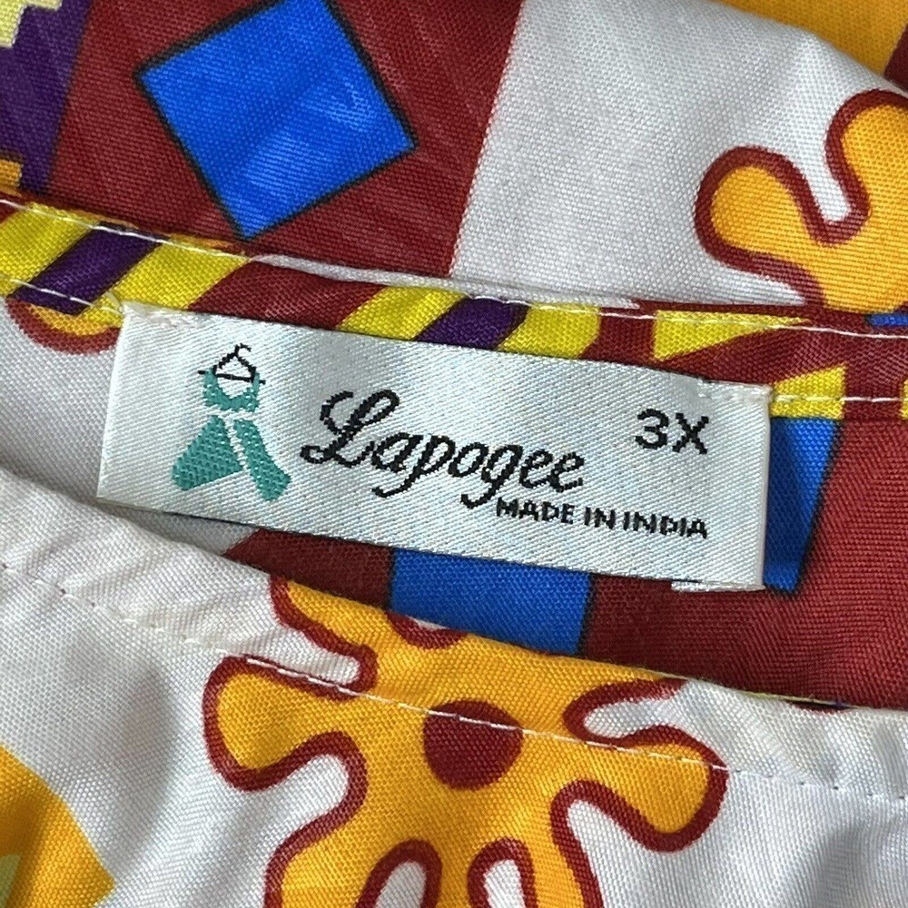 LAPOGEE Size 3X Dress Ethnic Tribal Bold Print Ruffle Hem Pockets Midi Colorful - Picture 6 of 7